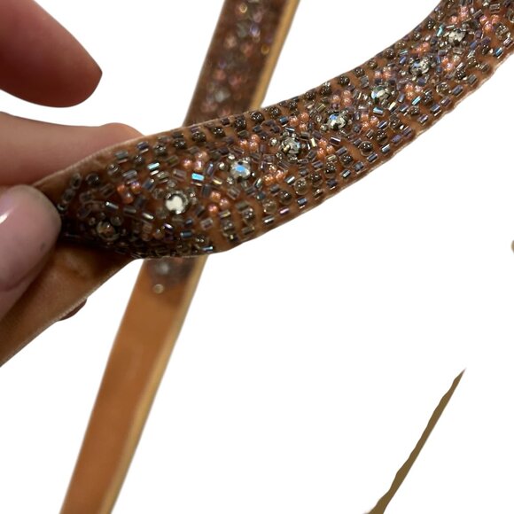 J. crew pink velvet beaded bow tie belt S - Picture 2 of 6